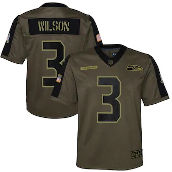 youth nike russell wilson olive seattle seahawks 2021 salut